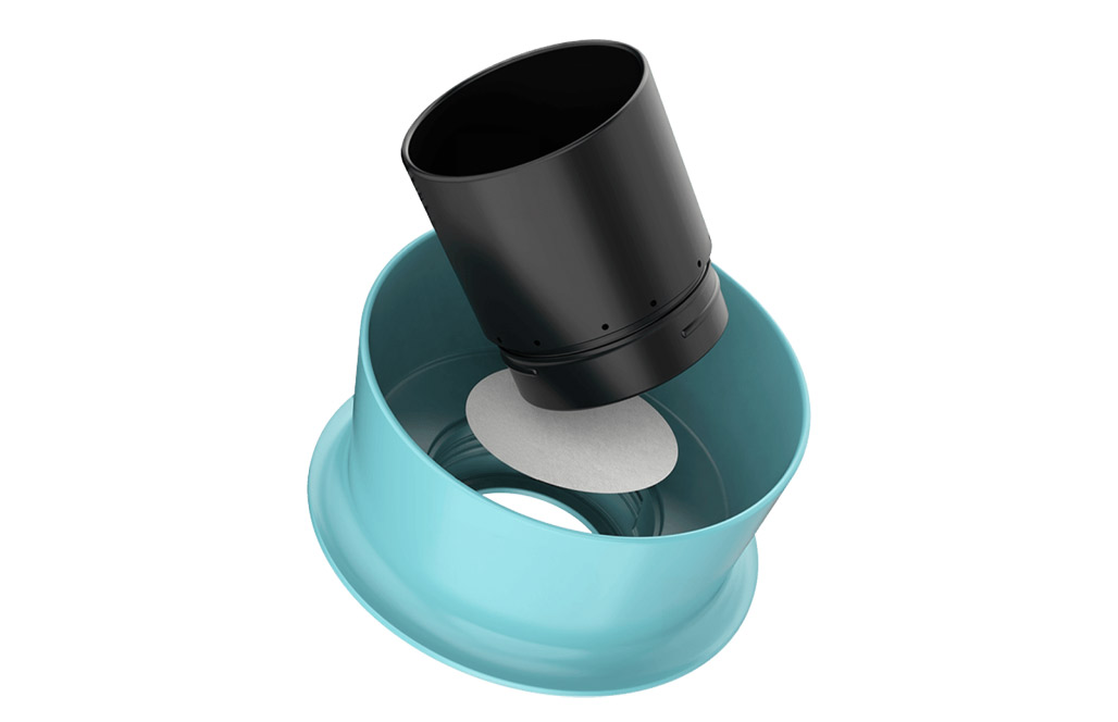 Exploded view of the Hoop showing filter and infusion chamber